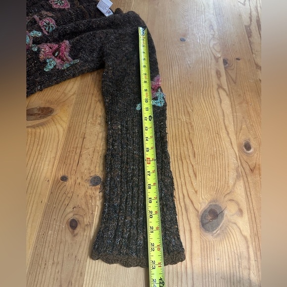 VINTAGE • PBJ SPORT • Autumn Fall Motif Embroidered Knit Long Sleeve Sweater S/M - Picture 9 of 9